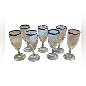 Vintage Silver-rimmed Champagne Flutes Mid-Century Modern Hollywood Regency 7